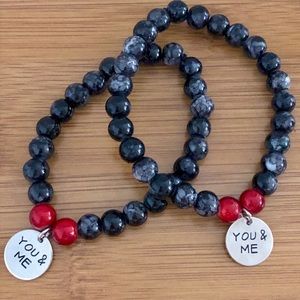 Black marble and red beaded bracelet 🔴SOLD🔴